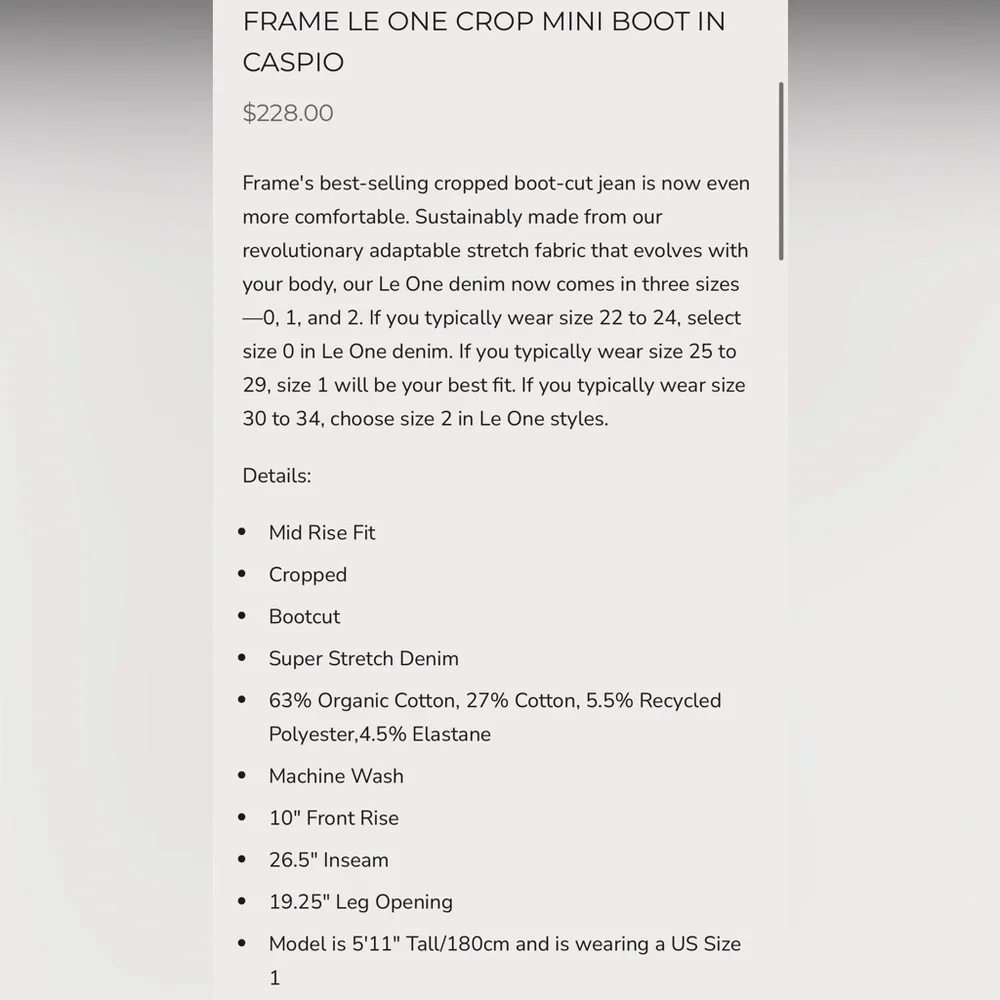 Frame Denim Le One Crop Mini Boot in Caspio Wash, size 1 (25-29) - Picture 12 of 12